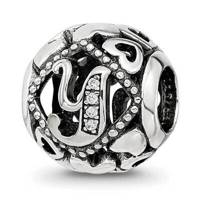 CZ Letter Y Bead Sterling Silver QRS4118, MPN: QRS4118,