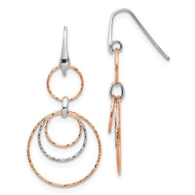 Leslie&#39;s Dangle Earrings Sterling Silver Rose-gold Plated Diamond-cut HB-QLE1239, MPN: QLE1239, 191…