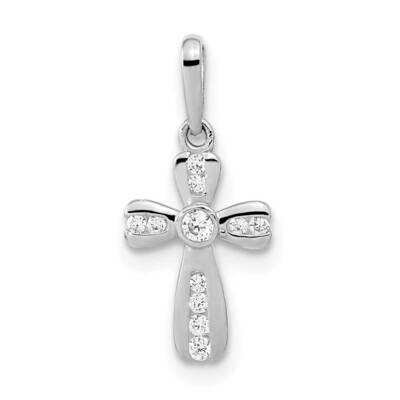 CZ Diamond Cross Pendant 14k White Gold XR1970, MPN: XR1970,