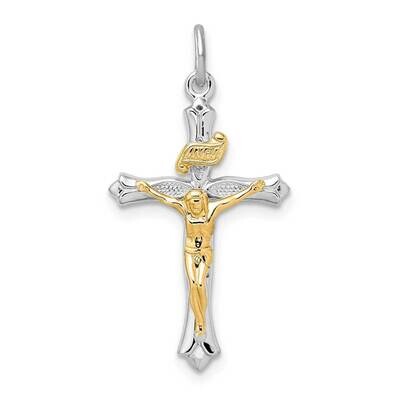 Gold Tone Crucifix Pendant Sterling Silver Rhodium-plated QC9407, MPN: QC9407, 886774016627