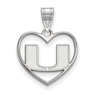 University of Miami Pendant in Heart Sterling Silver SS017UMF, MPN: SS017UMF, 886774723617