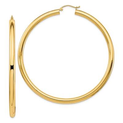 14K Polished 4X70mm Lightweight Round Tube Hoop Earrings 14k Gold Polished TF553L, MPN: TF553L, 883…