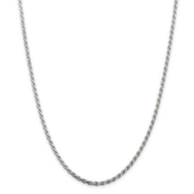 2.75mm Diamond-Cut Rope Chain with 2 Inch Extender 18 Inch Sterling Silver QDC060E-18, MPN: QDC060E…