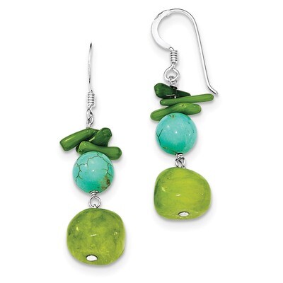 Jade Green Coral Dyed Howlite Earrings Sterling Silver QE6415, MPN: QE6415, 886774080826