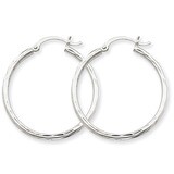 Diamond-cut 2mm Round Tube Hoop Earrings 14k White Gold TC220, MPN: TC220, 883957288970