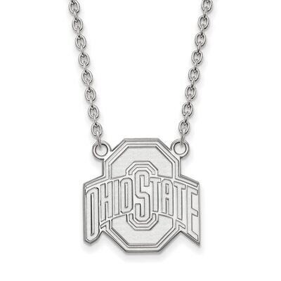 Ohio State University Large Pendant with Chain Necklace 14k White Gold 4W016OSU-18, MPN: 4W016OSU-1…