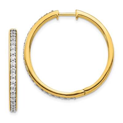Diamond Hoop Earrings 14k Yellow Gold EM4267-100-YA, MPN: EM4267-100-YA, 883957403014