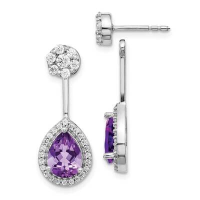 Amethyst Earrings 14k White Gold Diamond EM4199-AM-062-WA, MPN: EM4199-AM-062-WA, 191101838125