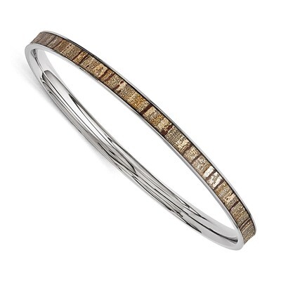 Cream and Black Enameled Bangle - Stainless Steel SRB1208 by Chisel, MPN: SRB1208,