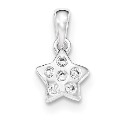 Polished CZ Star Pendant Sterling Silver QP4143