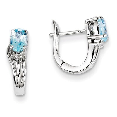 Sky Blue Topaz Hinged Hoop Earrings Sterling Silver Rhodium-plated QE9959BT, MPN: QE9959BT, 8839574…