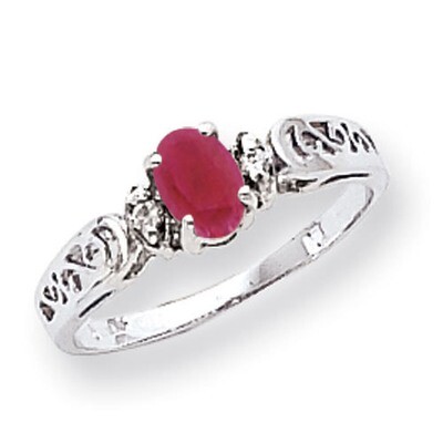 Created Ruby Diamond Ring 14k white Gold 6x4mm Oval X9735CR/A, MPN: X9735CR/A, 883957644776