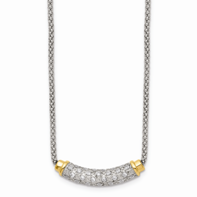 Yellow PVD-plated CZ Stone Stone Bar 2 Inch Extension Necklace Stainless Steel Polished SRN1504-16 …