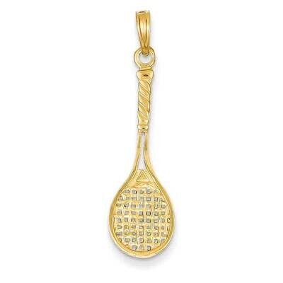 3-Dimensional Tennis Racquet Pendant 14k Gold Solid Polished D1440, MPN: D1440, 637218069392