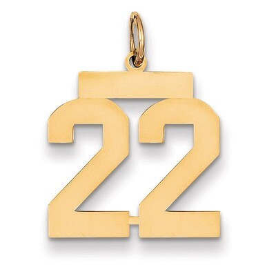 Number 22 Charm 14k Gold Medium Polished LM22, MPN: LM22, 883957132983