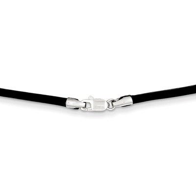 2mm Black Leather Cord Necklace 18 Inch 14k White Gold XG261-18, MPN: XG261-18, 191101537141