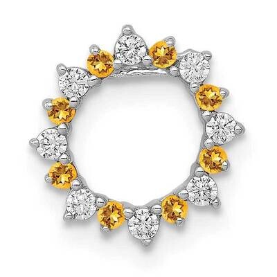 .08 Citrine Fancy Circle Chain Slide 14k White Gold Diamond PM3855-CI-012-WA, MPN: PM3855-CI-012-WA…