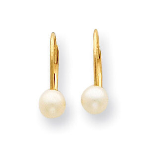 Leverback 4.5mm Fresh Water Cultured Pearl Earrings - 14k Gold GK420 by Madi K, MPN: GK420, 8867749…