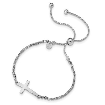 Leslie&#39;s Sideway Cross Adj Bracelet Sterling Silver Polished HB-QLF892, MPN: QLF892, 191101671104