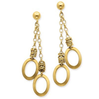 Rhodium Oval Dangle Earrings Sterling Silver QPRE124
