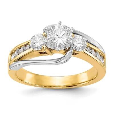 3-Stone Lab Grown Diamond Si1/Si2, G H I, Peg Set Semi Mount 14k Two-Tone Gold RM3046E-P/063-7YWLG,…