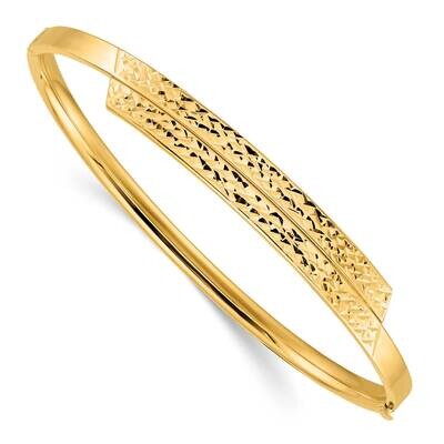 2 16 Polished &amp; Diamond-Cut Overlap Hinged Bangle 14k Gold DB719, MPN: DB719, 191101562570