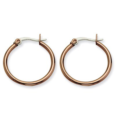 Chocolate IP plated 26mm Hoop Earrings - Stainless Steel SRE409 by Chisel, MPN: SRE409, 886774039343