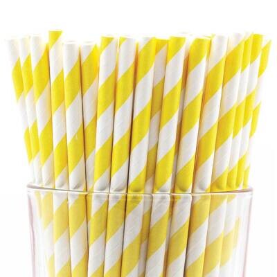 Pack of 150 Yellow Wide Stripe Bio-degradable Paper Straws GM22624, MPN: GM22624, 788089151157
