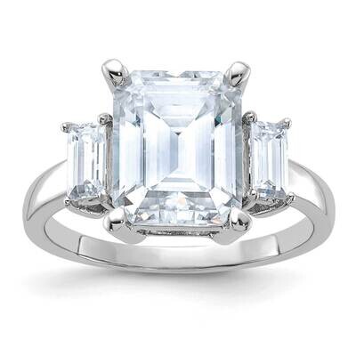 5 1/3ct. Three Stone D E F Pure Light Moissanite Engagement Ring 14k White Gold RM4449E-520-WMP, MP…