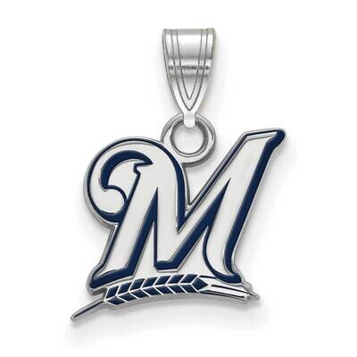 MLB Milwaukee Brewers Small Enamel Pendant Sterling Silver Rhodium-plated SS031BRE, MPN: SS031BRE, …
