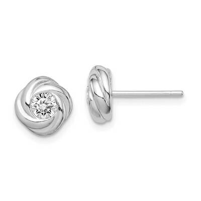 Post Earrings Sterling Silver Rhodium Plated CZ Diamond QE14760, MPN: QE14760, 886774012346