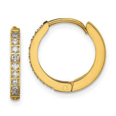 Yellow Ip with Preciosa Crystal Hinged Hoop Earrings Stainless Steel Polished SRE1517, MPN: SRE1517…