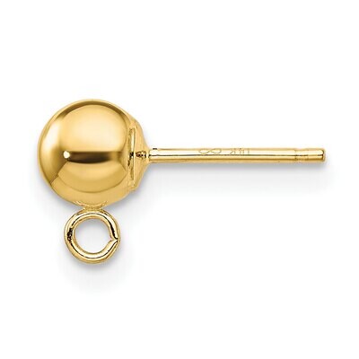 5mm Lightweight Ball with Ring Post Earring Mounting 14k Yellow Gold YG609, MPN: YG609,