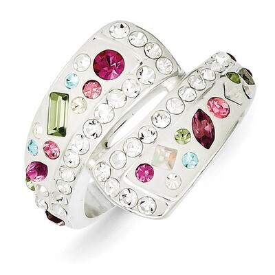 Stellux Multi-Color Crystal White Ring Sterling Silver QR4181, MPN: QR4181, 883957054407