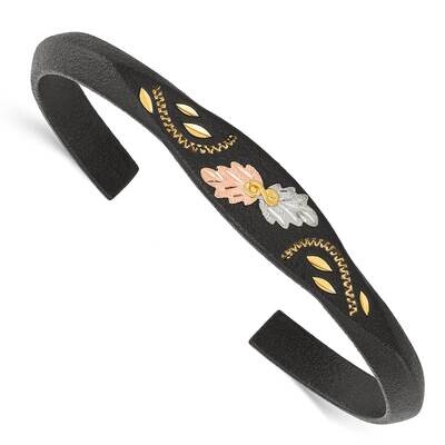 Base Metal &amp; Tri-Color Black Hills Gold Black Powder Coated Bangle 10k Gold QBH273, MPN: QBH273,