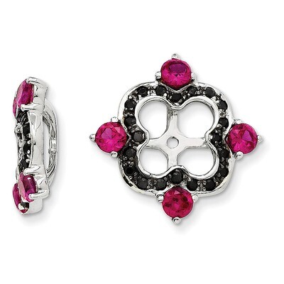 Created Ruby &amp; Black Sapphire Earring Jacket Sterling Silver Rhodium QJ137JUL, MPN: QJ137JUL, 19110…