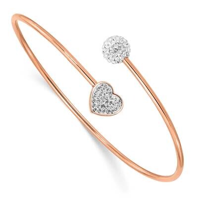 Rose Ip-Plated with Preciosa Crystal Heart Bangle Stainless Steel Polished SRB2903, MPN: SRB2903, 1…