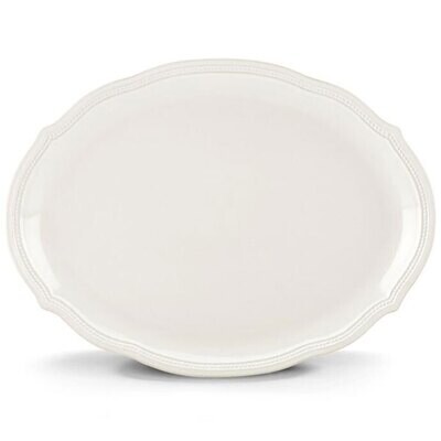 Lenox French Perle Bead White 16 Inch Oval Platter 834015, MPN: 834015, 882864410603