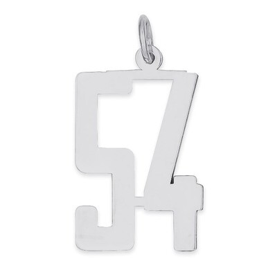 Charm Number 54 Elongated Pol Sterling Silver Small QES54, MPN: QES54, 191101190360