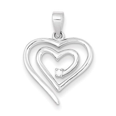 Single Diamond Heart Pendant Sterling Silver QP2054, MPN: QP2054, 883957490502