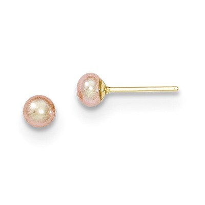 3-4mm Pink Button Cultured Pearl Stud Earrings 14k Gold X30BPI, MPN: X30BPI, 191101432989