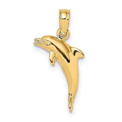 Textured Mini Dolphins Jumping Charm 14k Gold 3-D Polished K7739, MPN: K7739, 637218013180