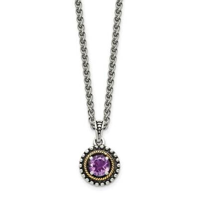 Amethyst Necklace Sterling Silver with 14k Gold Accent QTC1593, MPN: QTC1593, 883957620367