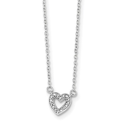 CZ Diamond Heart Necklace 18 Inch Sterling Silver Rhodium-plated QG4023-18, MPN: QG4023-18, 1911014…