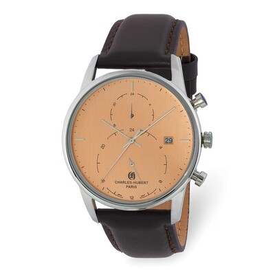 Charles Hubert Mens Stainless Steel Light Orange Dial Dual Time Watch  XWA6030, MPN: XWA6030, 84887…