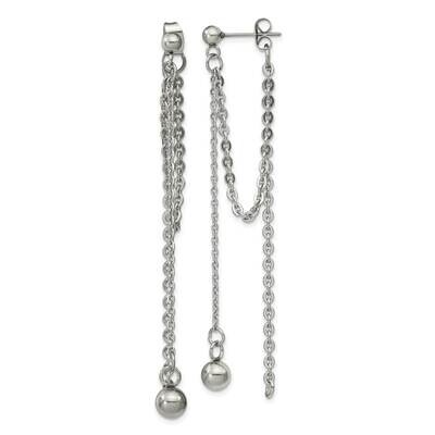 Multi Chain Front and Back Post Dangle Earrings Stainless Steel Polished SRE1389, MPN: SRE1389, 191…