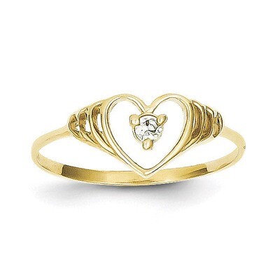 Heart Ring 10k Gold Synthetic Diamond 10C1188, MPN: 10C1188, 886774020518