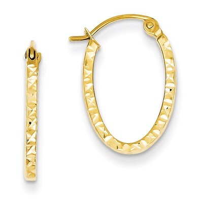 Diamond Cut Oval Hollow Hoop Earrings 14k Gold TL652, MPN: TL652, 883957484402