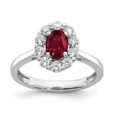 Cr. Oval Ruby &amp; Lab Grown Dias Fashion Ring 14k White Gold RM6990-CR-100-WALG, MPN: RM6990-CR-100-W…