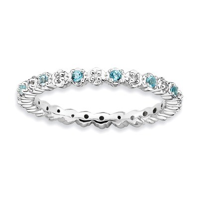 Blue Topaz &amp; Diamond Ring - Sterling Silver QSK543, MPN: QSK543, 886774010069